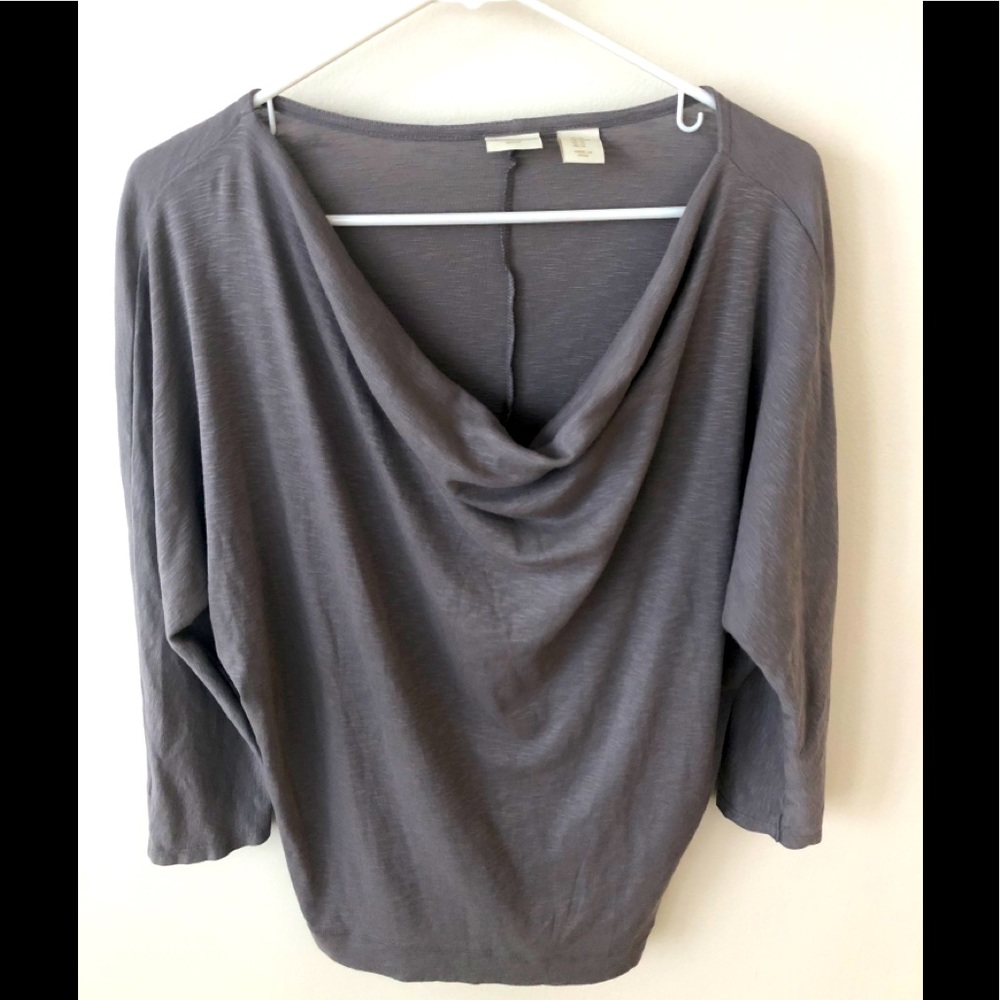 St. Tropez West M Cowl Scoop Neck 3/4 Sleeve Top